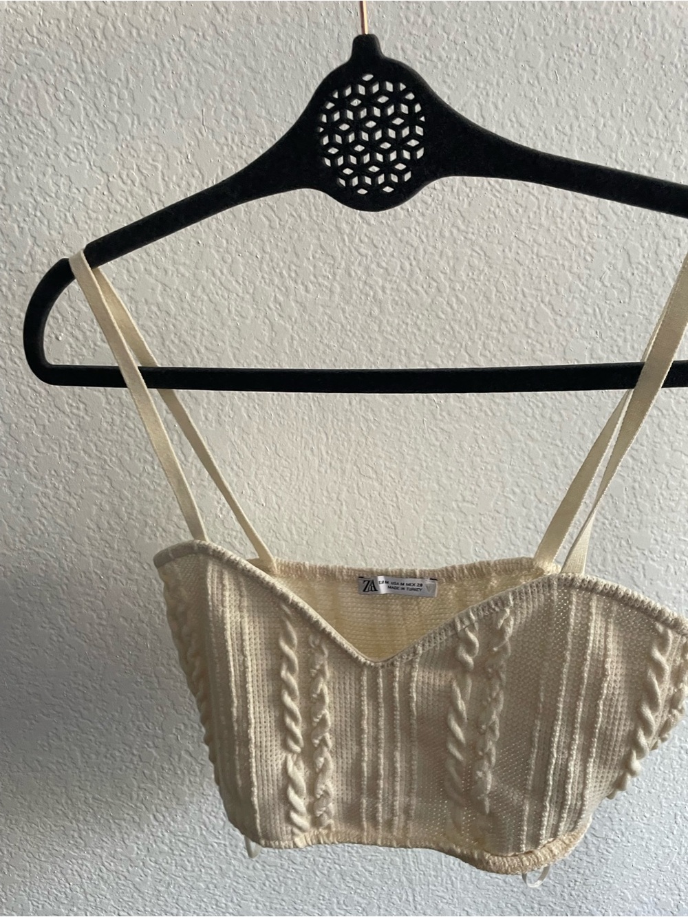 Zara Cream Cable-Knit Cropped Cami